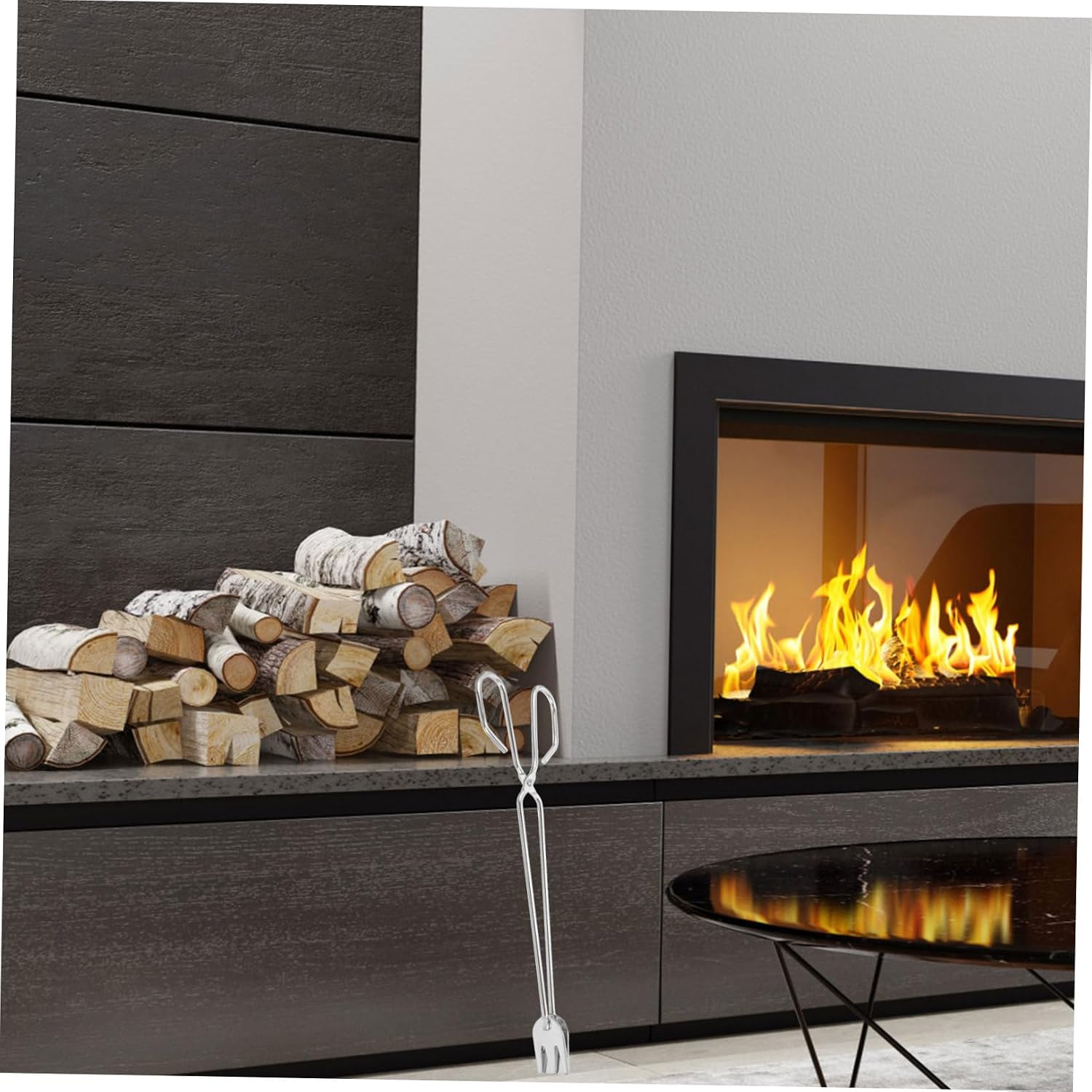 Charcoal Tong Fireplace Accessory, Iron Fire Tongs Xmas for Bbq