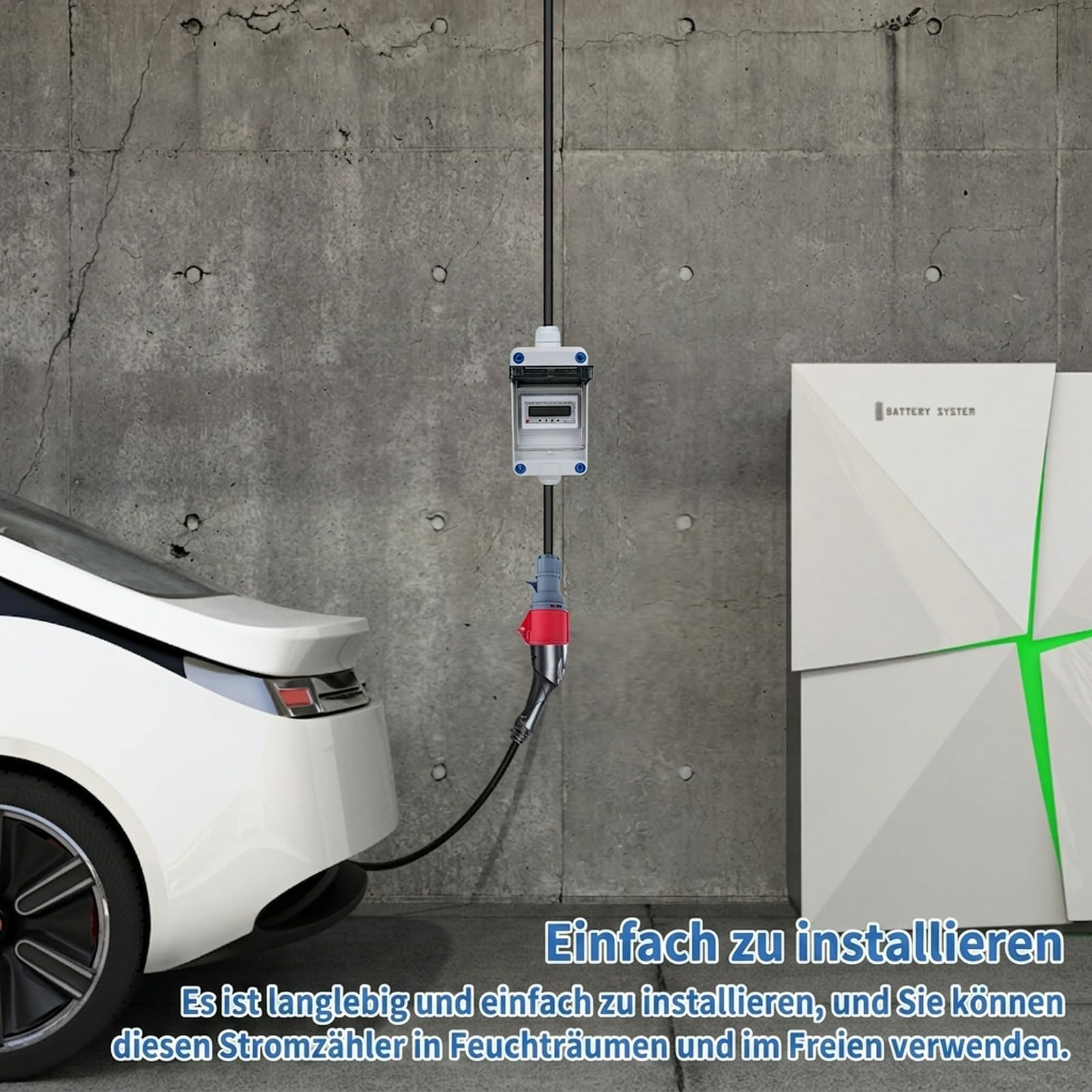 3 Phasen Mobiler Digitaler Stromzähler 16A 400V Mobile Meter CEE-Stecker 3 Phasen Mobiler Digitalzähler 5 * 2,5mm² mit Reset 2m Kabel IP44 Steckdosenadapter Zähler (H07RN-F HR-03X)