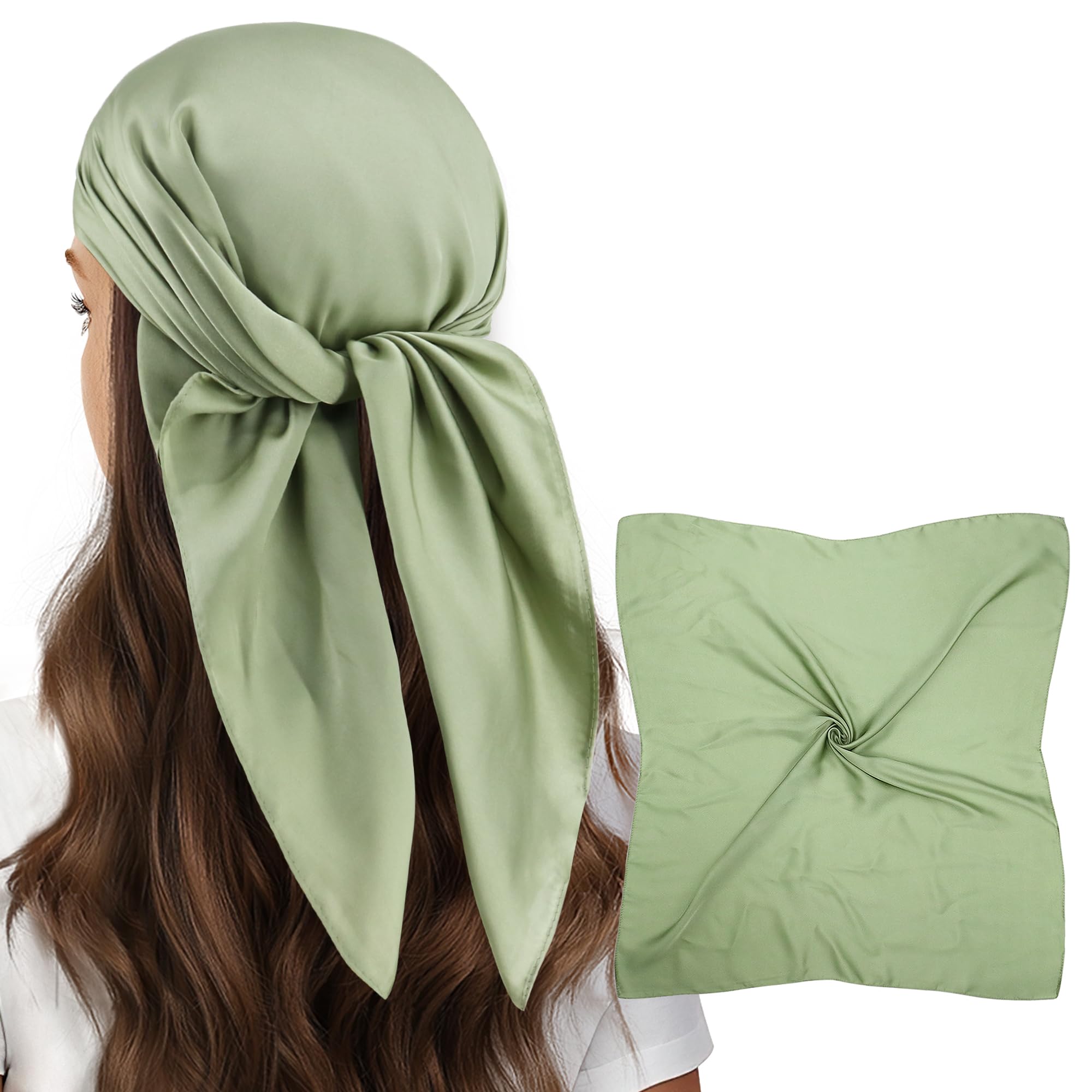 vimate Head Scarf for Women Hair 27'' Square Satin Silk Feeling Bnadana Neck Scarf Handbag Accessories Etc