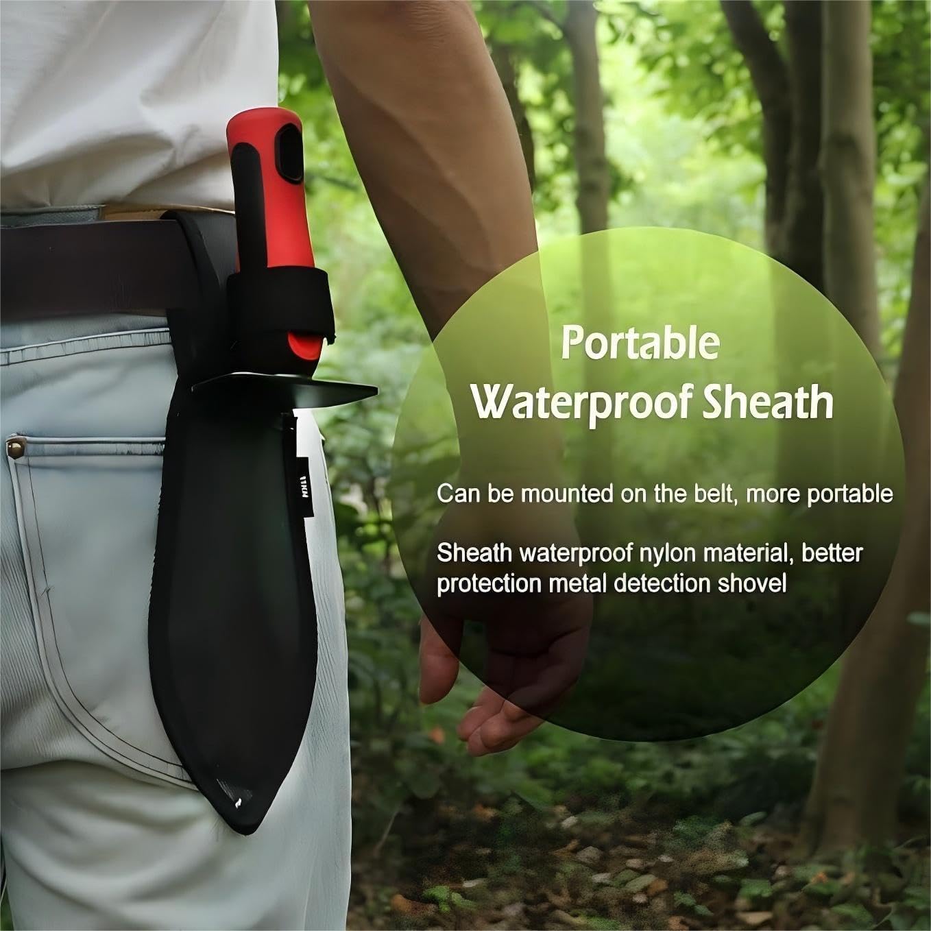 Pelle pour Détecteur de Métaux, Double Edge Shovel, Excavator Tool with Sheath, Idéal pour la détection des métaux, Jardinage & Plantation de sols en Vrac