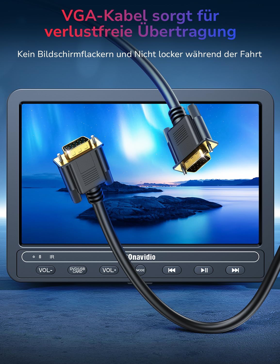 10,5" Tragbarer DVD Player Auto mit 2 HD-Bildschirm, 4-5 Stunden Wiederaufladbare Batterie, Auto Fernseher DVD Player mit Dual-Lautsprechern, Autoladegerät, 2 Kopfhörern, Sync TV/USB/SD-Karte