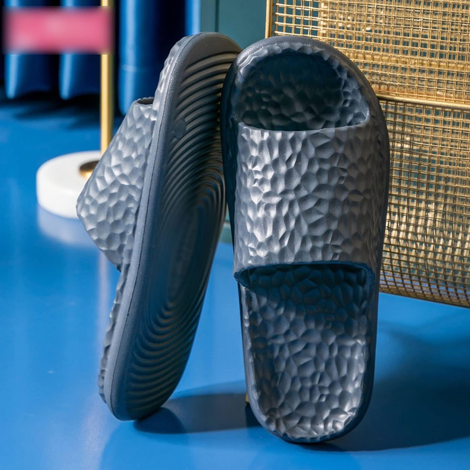Pantuflas para mujer, para el hogar, interiores, chanclas, verano, ducha, baño, antideslizantes, para masaje, silencio, dormitorio, hombres, planas, con adultos