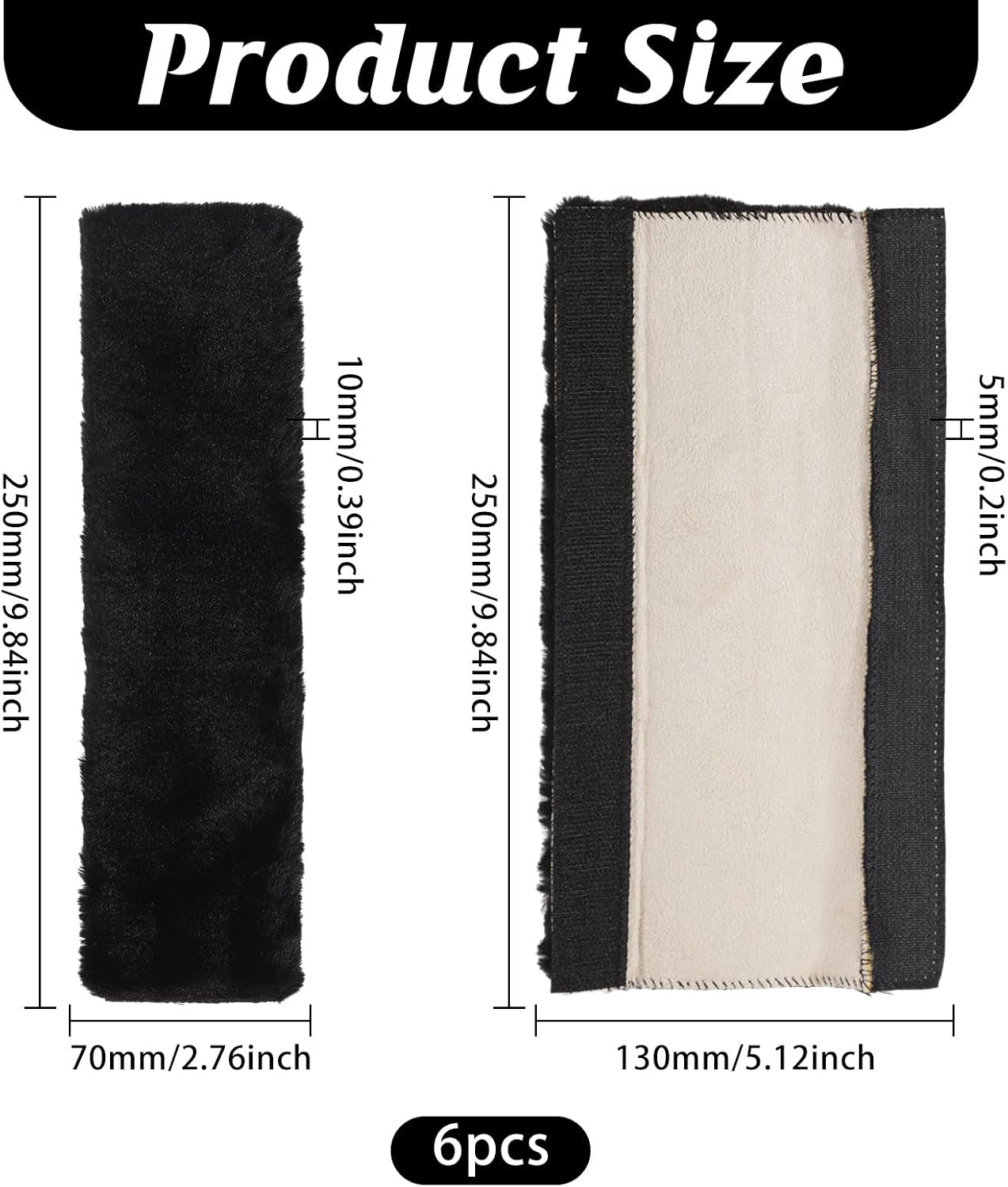 6 Pcs Soft Car Seat Belt Cover Seatbelt Shoulder Pad Black Seatbelt Cover for Shoulder Cushion Protector for Backpack Straps