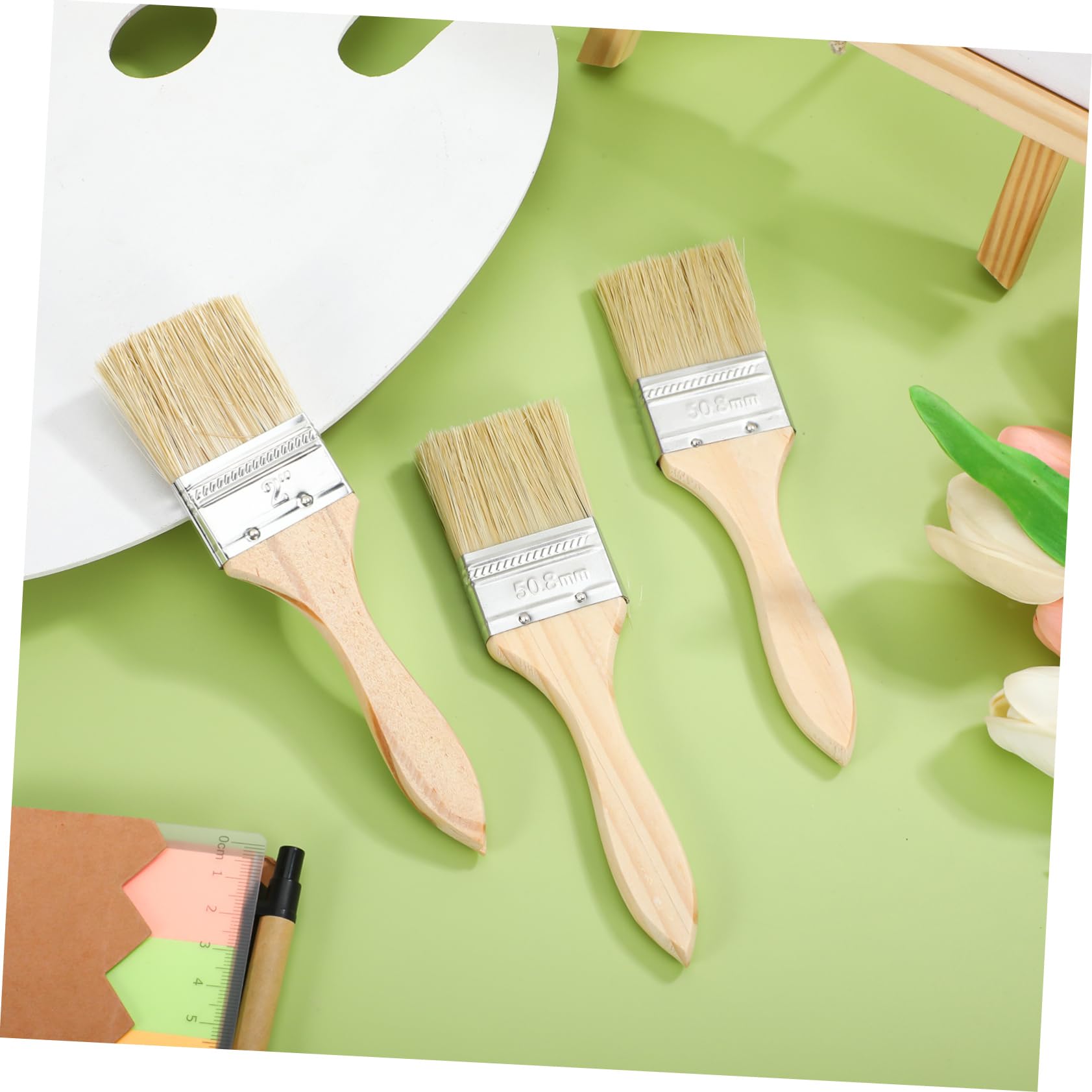 VILLCASE 30pezzi Pennelli Con Manico in Legno Per Pittura Pennello Piatto Per Vernice Su e Recinzioni Compatibile Con Diverse Pitture e Finiture