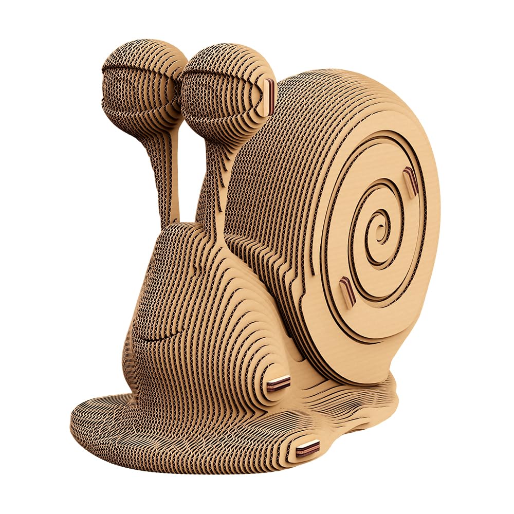 Escargot Puzzle 3D en Carton – Maquette à Monter | 121 Pièces, 20 × 16 × 10 cm – Kit Sculpture DIY à Peindre, Matériaux Recyclés, Ados & Adultes, Idée Cadeau Déco