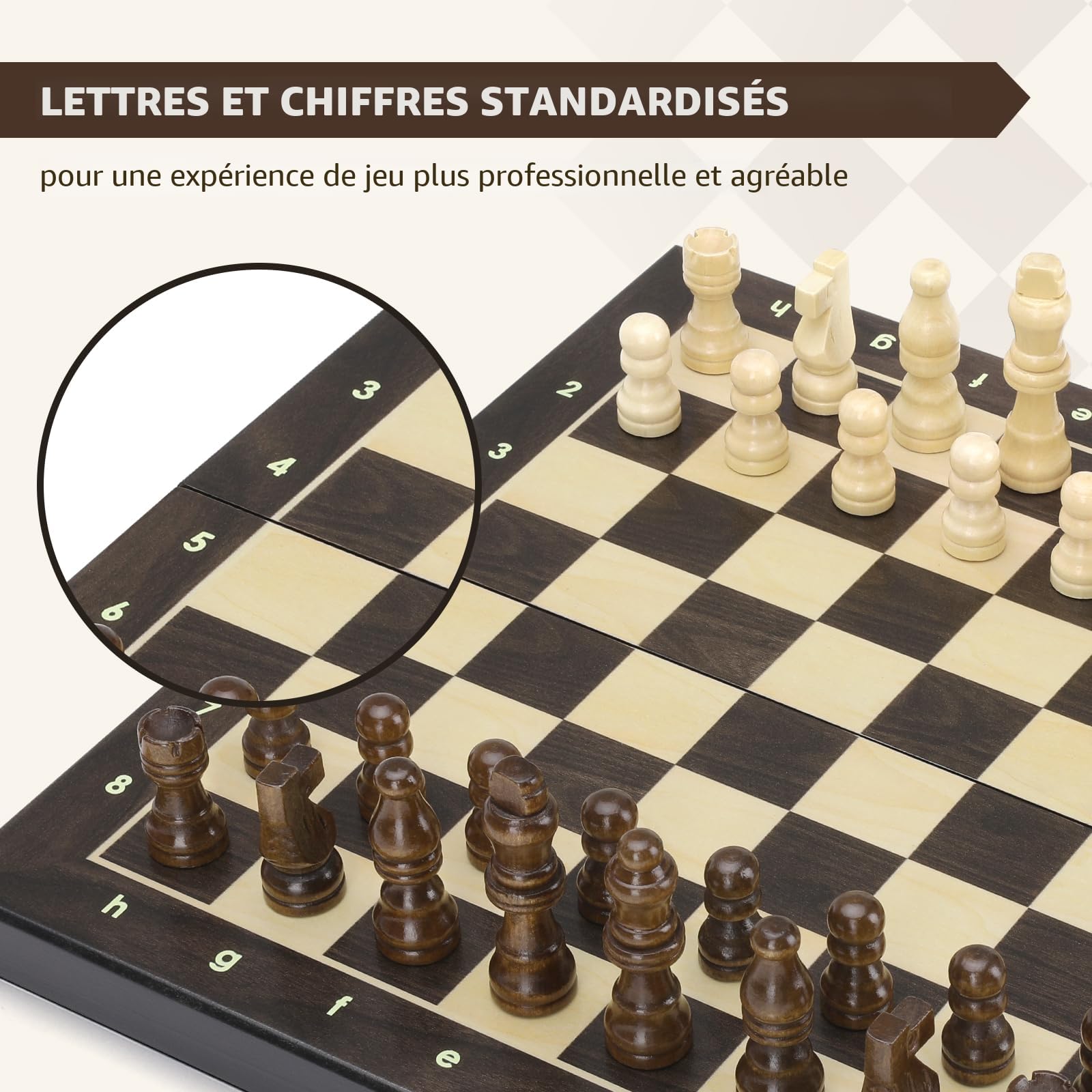 Peradix Jeu d'échecs Magnétique en Bois 30 cm – Échiquier Pliable avec 34 Pièces d'échecs – Jeux d Echec pour Adultes et Enfants