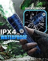 Vista 6 de Victoper Linternas LED azules, linterna táctica recargable de alto lumen y superbrillante, 5 modos, enfoque ajustable, impermeable, luces de flash