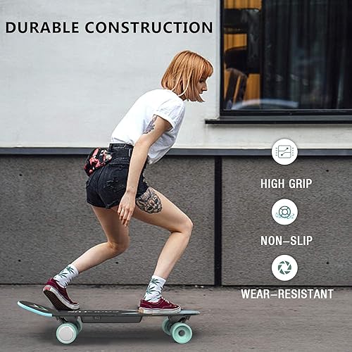 Miniatura 4 de Cool&Fun Monopatín eléctrico con control remoto, velocidad máxima de 10 MPH, rango de 7 millas, ajuste de 3 velocidades, carga máxima de 200 libras,