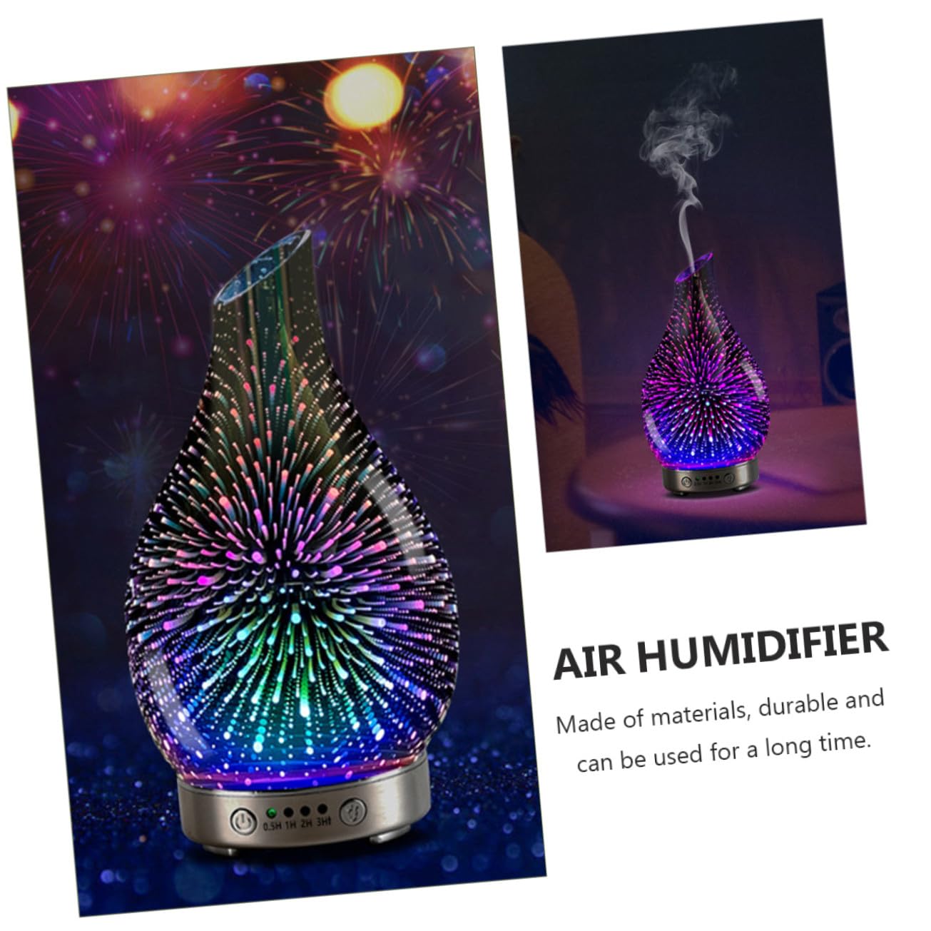 Difusor Capacidad Menor a 1 L de Aromaterapia 3D Luz Nocturna de Vidrio y Humidificador Práctico Seguro para Oficinas y Centros de Recepción