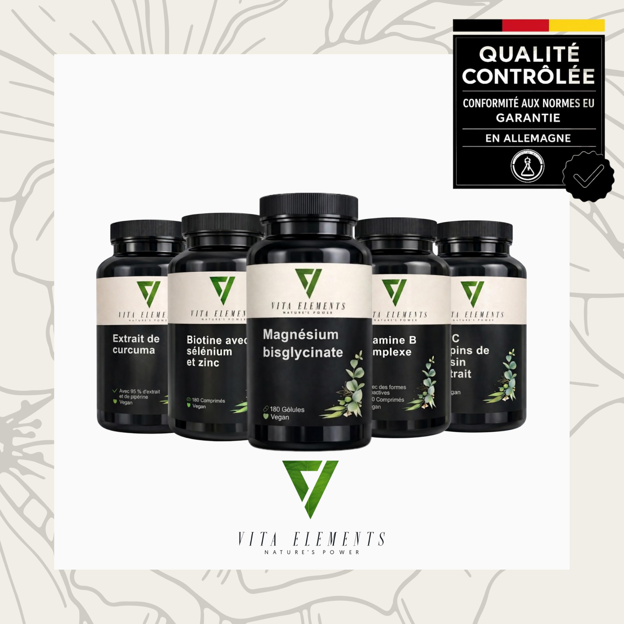 Vita Elements Bisglycinate de Magnésium - Magnésium Chélaté - 180 Gélules - 300mg Magnésium Élémentaire - 2 Mois de Stock - Testé en Laboratoire - Vegan - Haute Concentration (3)