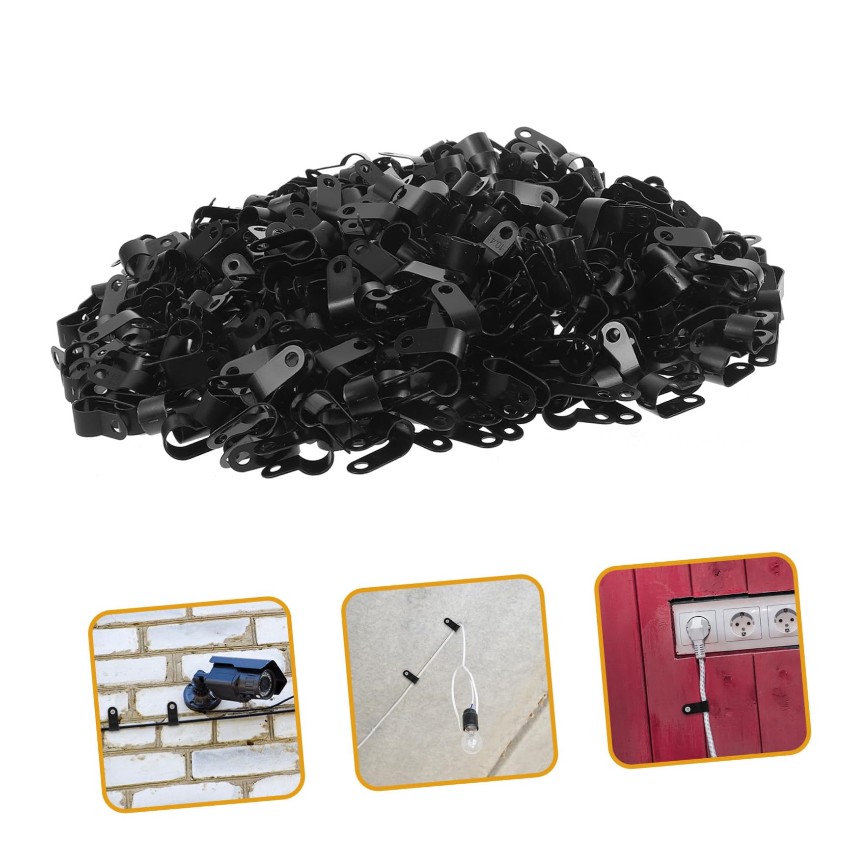3000 Teiliges Kabelclips- Kleine R-förmige Nylon-kabelklemmen Vielseitige Kabelhalter für Kabelmanagement Einfache Montage für Büro Zuhause und Schlafzimmer Schwarz