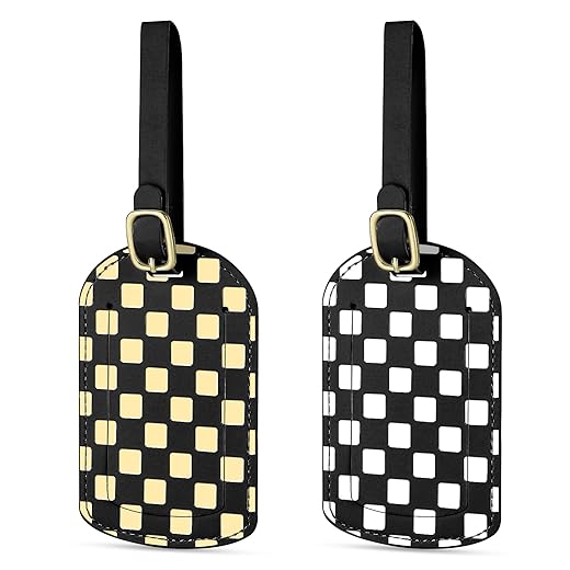 Luggage Tags for Suitcases 2 Pack Pu Leather Luggage Tag Airplane Travel Essentials for Women and Men, Bag Tags Travel Accessories Essential
