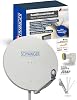 SCHWAIGER Satellite Dish Complete Set - Diameter 88 cm Aluminium Offset Antenna in Light Grey - Includes Quad LNB 4-Way - Digital HD & 4K