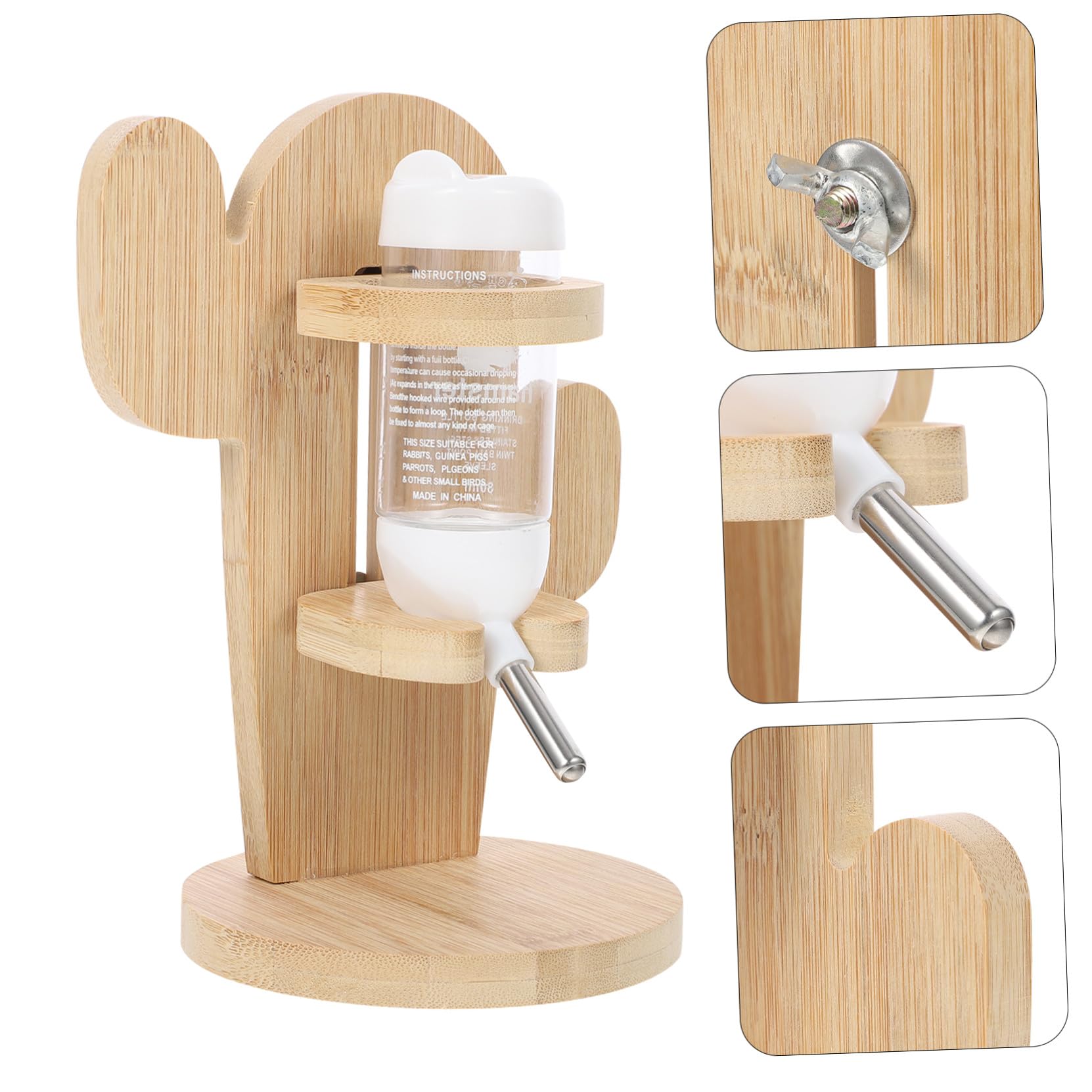 FRCOLOR Support D'abreuvoir Vertical en Bois et Plastique Bouteille d'eau Transparente Design Pratique et Anti-Fuite et Couleur Aléatoire pour Chinchillas et Petits Animaux pour Cages