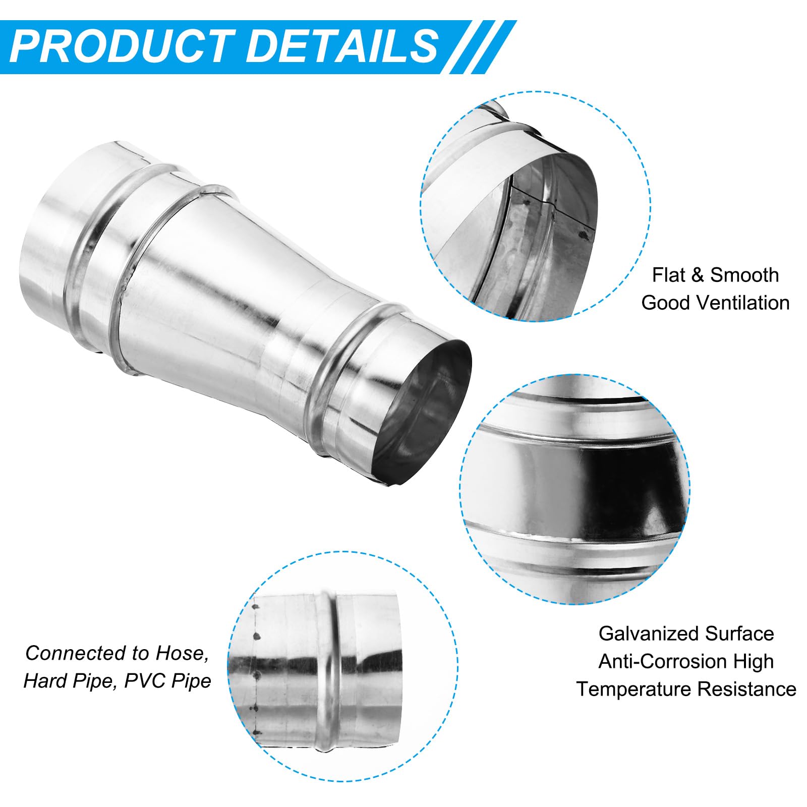 PATIKIL 4 Inch to 3 Inch Round Duct Reducer Increaser Connector - Image 3