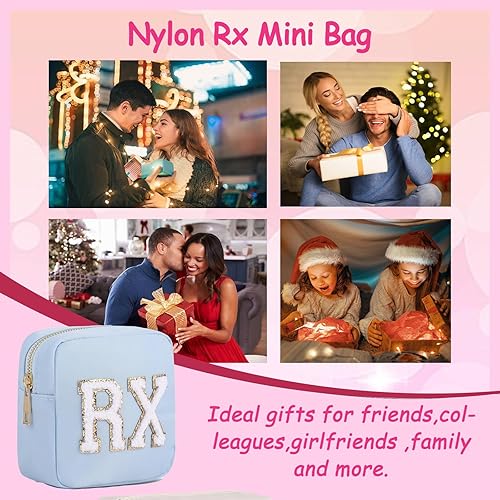 Miniatura 6 de Bolsa de cosméticos personalizada de nailon Rx, bonita bolsa de felpilla con cremallera, bolsa de vitaminas de viaje para maquillaje preparado para