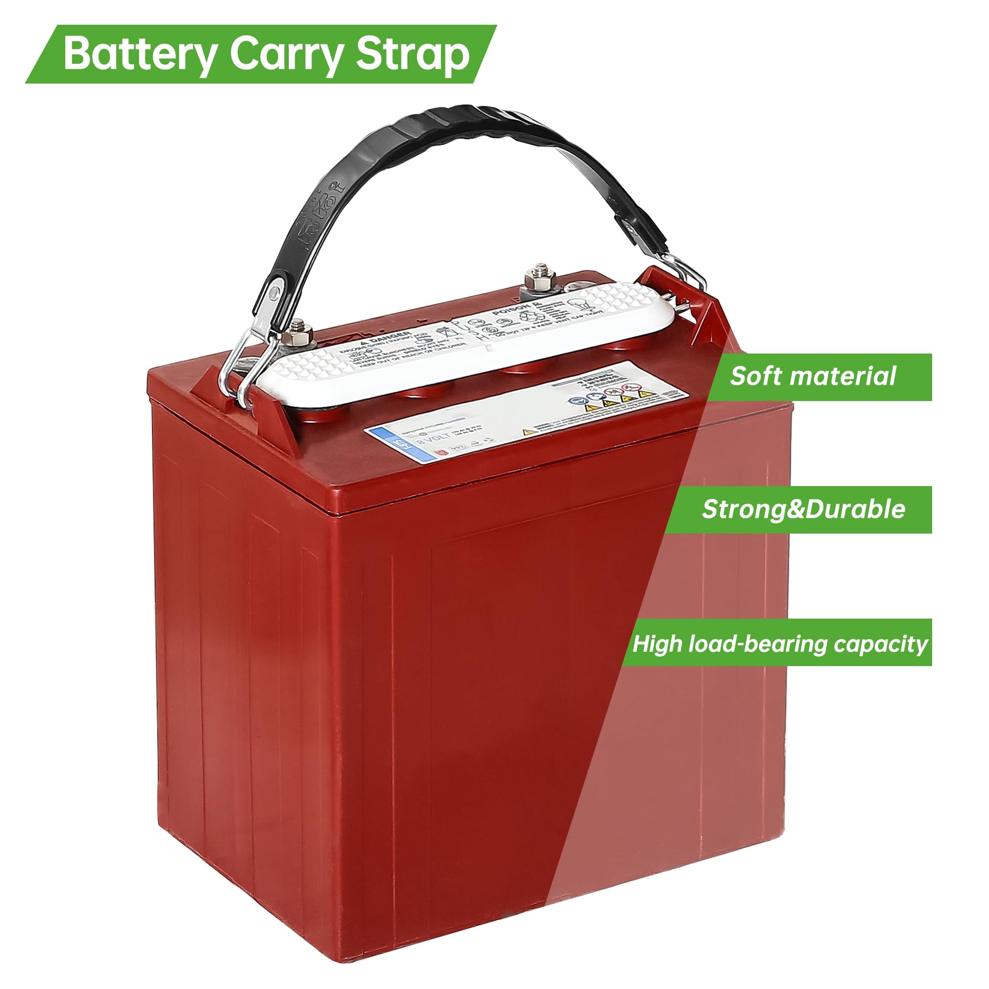 10L0L Golf Cart 2Pcs Batteria Cinghia di sollevamento, cinturino universale per batteria a celle profonde, Club Car, EZGO e Yamaha-solo per batterie Yutte Golf Cart