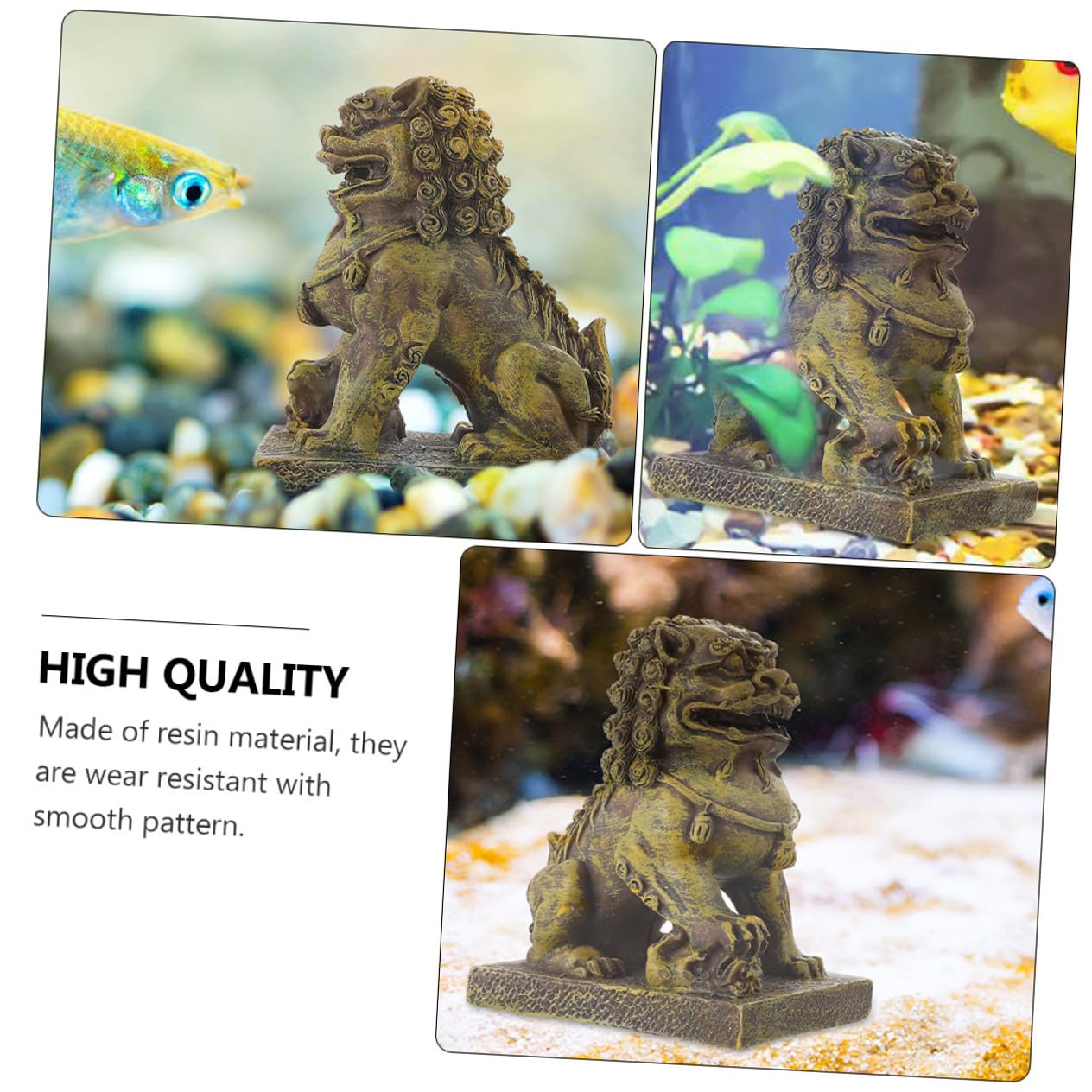 VANZACK 2pezzi Decorazione per Acquario Scultura di Leone Realistica da Ornamenti per Ambienti Zen e Pesci Simbolo di e Prosperità