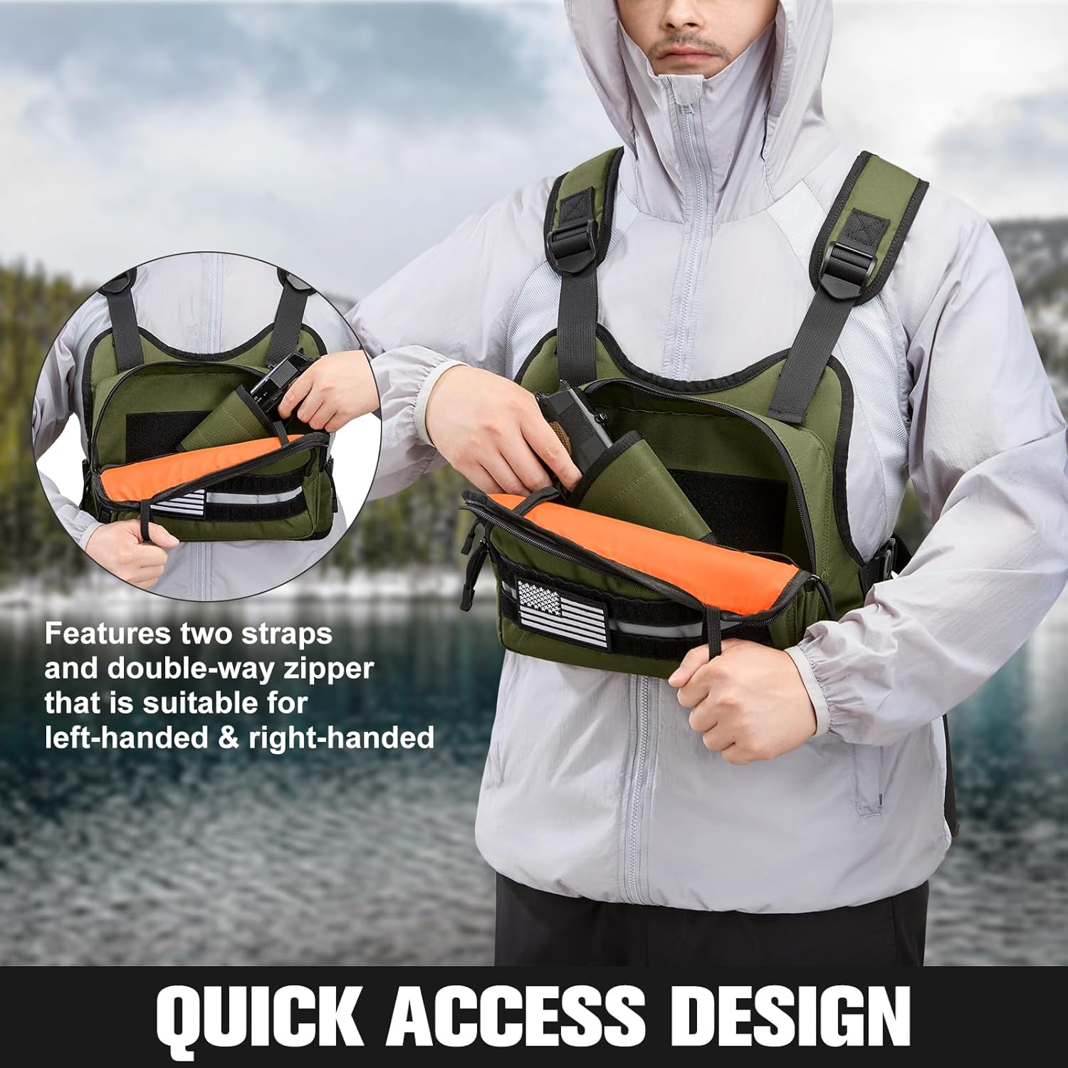 G4Free Tactical Chest Pack, Quick Access Molle Chest Rig, Tactical Vest EDC Bag for Travel, Hiking, Cycling, Running