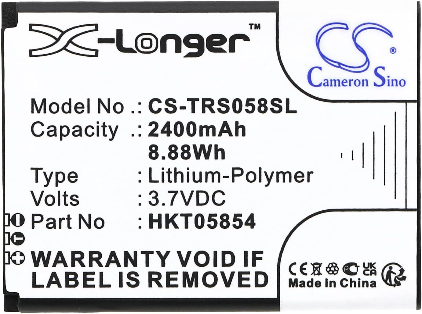 Cameron Sino Battery for Thuraya SatSleeve, Satsleeve Hotspot, SatSleeve+ PN:Thuraya HKT05854 2400mAh / 8.88Wh
