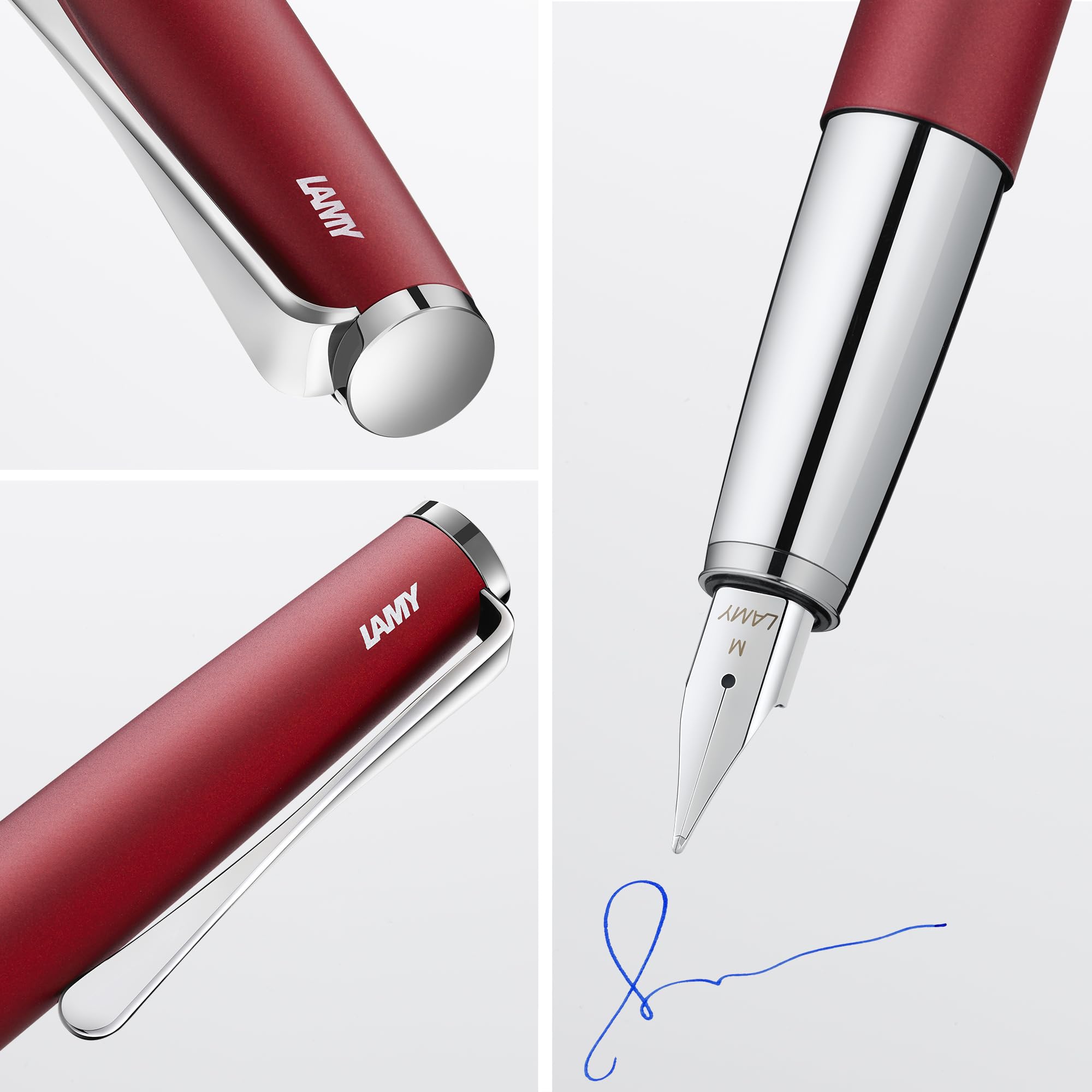 Lamy studio royalred, Fountain Pen in elegant metal body, steel nib, partially platinum-plated & in nib size B - Image 2