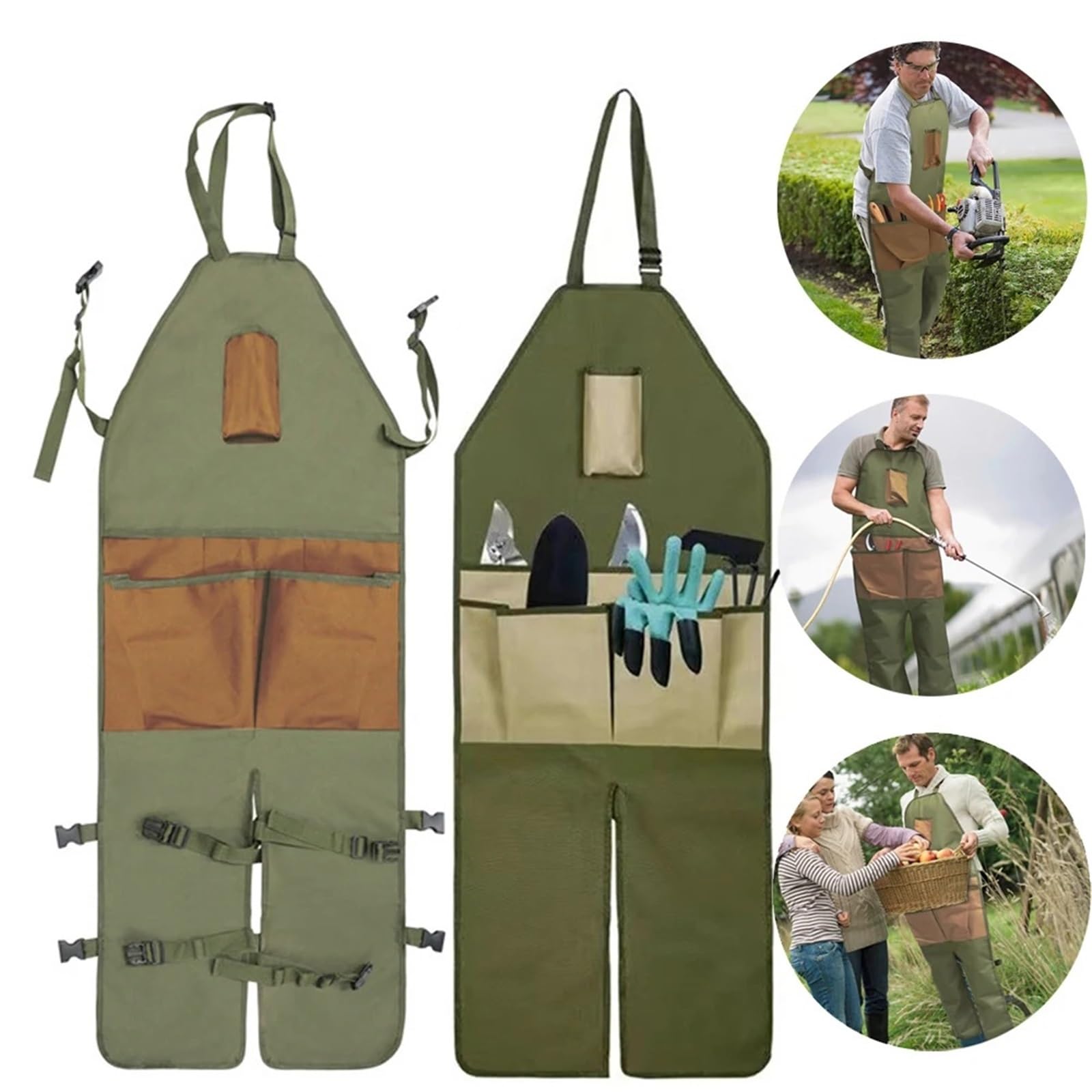 Tablier Cuir Tabliers de jardinage, tabliers travail avec plusieurs poches, à outils en tissu Oxford, réglables for la maison et le jardin, hommes femmes