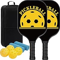 Vista 1 de YULISKY Paletas de pickleball, juego de 2 raquetas ligeras de pickleball con superficie de fibra de vidrio, con 4 bolas, 2 toallas refrescantes y 1