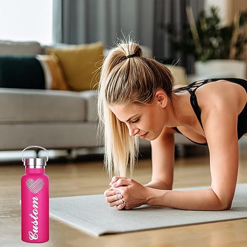 Miniatura 7 de Botellas de agua personalizadas aisladas con pajilla, botella de agua deportiva grabada personalizada con nombre, botella de agua de acero