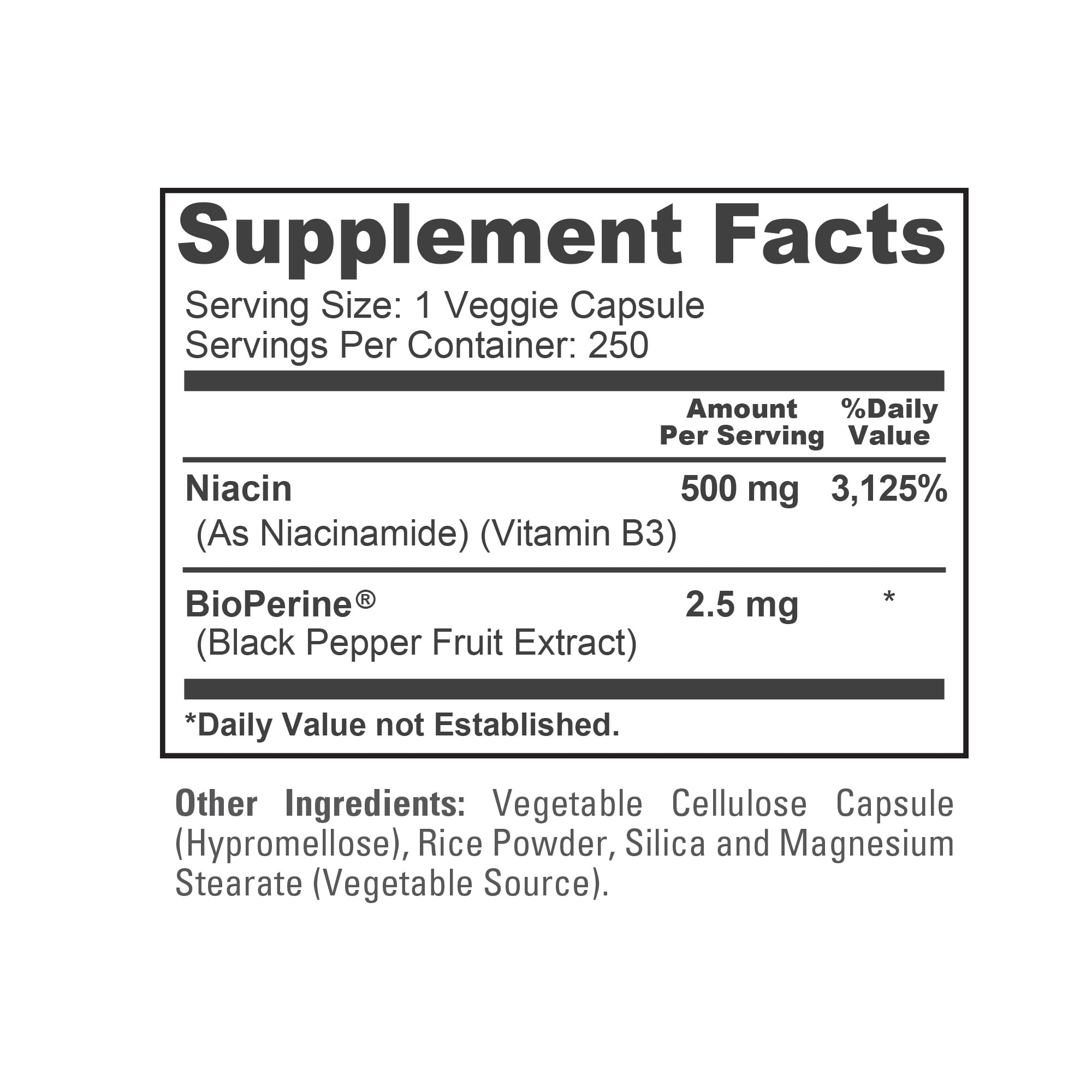 NusaPure Flush Free Niacin, Vegan 500mg, 250 Veggie Capsules - 250 Servings — Amazon image 4