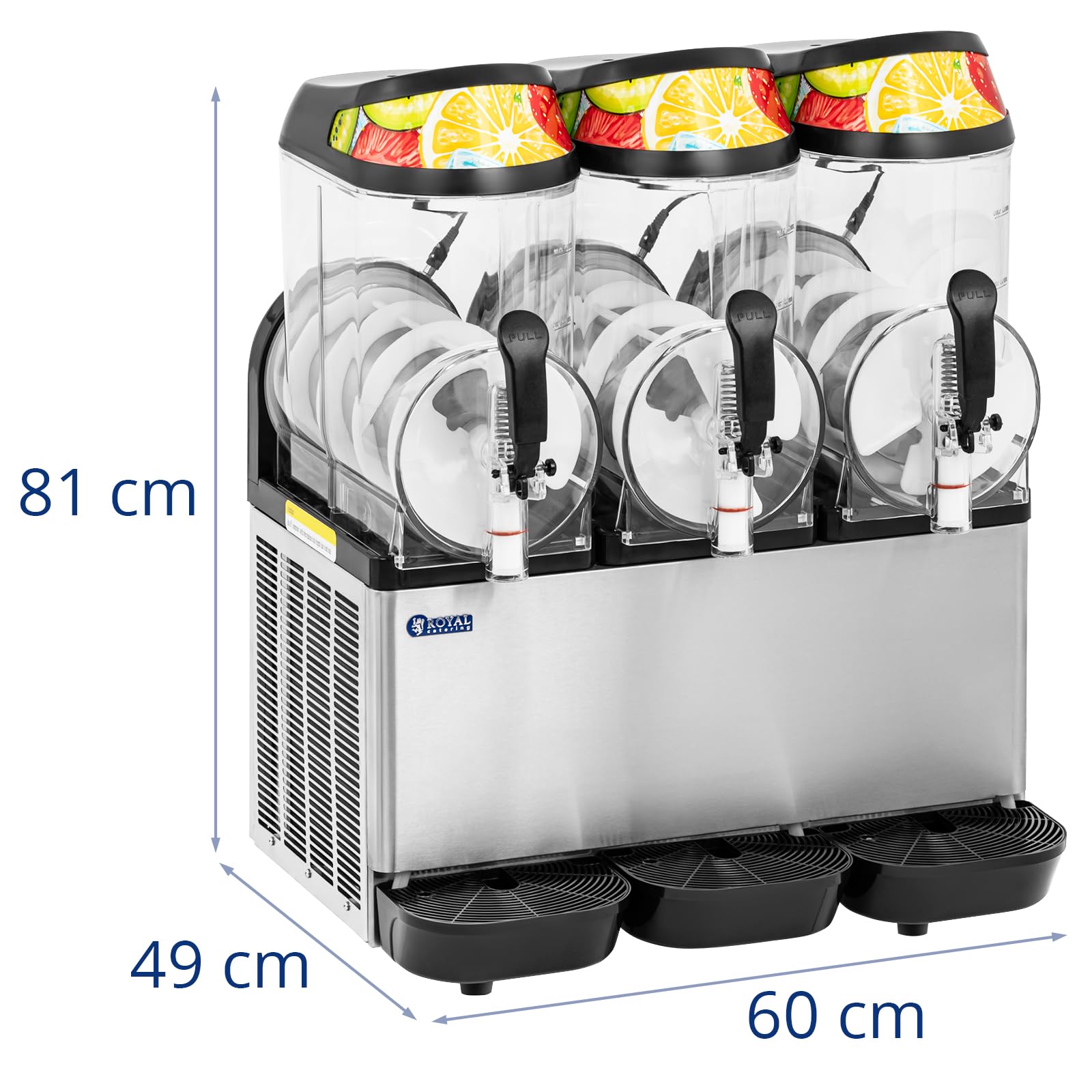 Royal Catering RCSL 3/12A Slush-Maschine mit Beleuchtung 960 W 3 x 14 l digitales Bedienfeld Slush-Eismaschine Slushy Maker Slush Ice Maschine