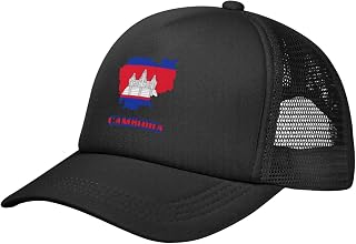Flag of The Cambodian Cambodia Map Mesh Hat Baseball Cap Adjustable Trucker Dad Hats Summer Outdoor Sport Sun Caps for Men Women Tennis Golf Headwear Black