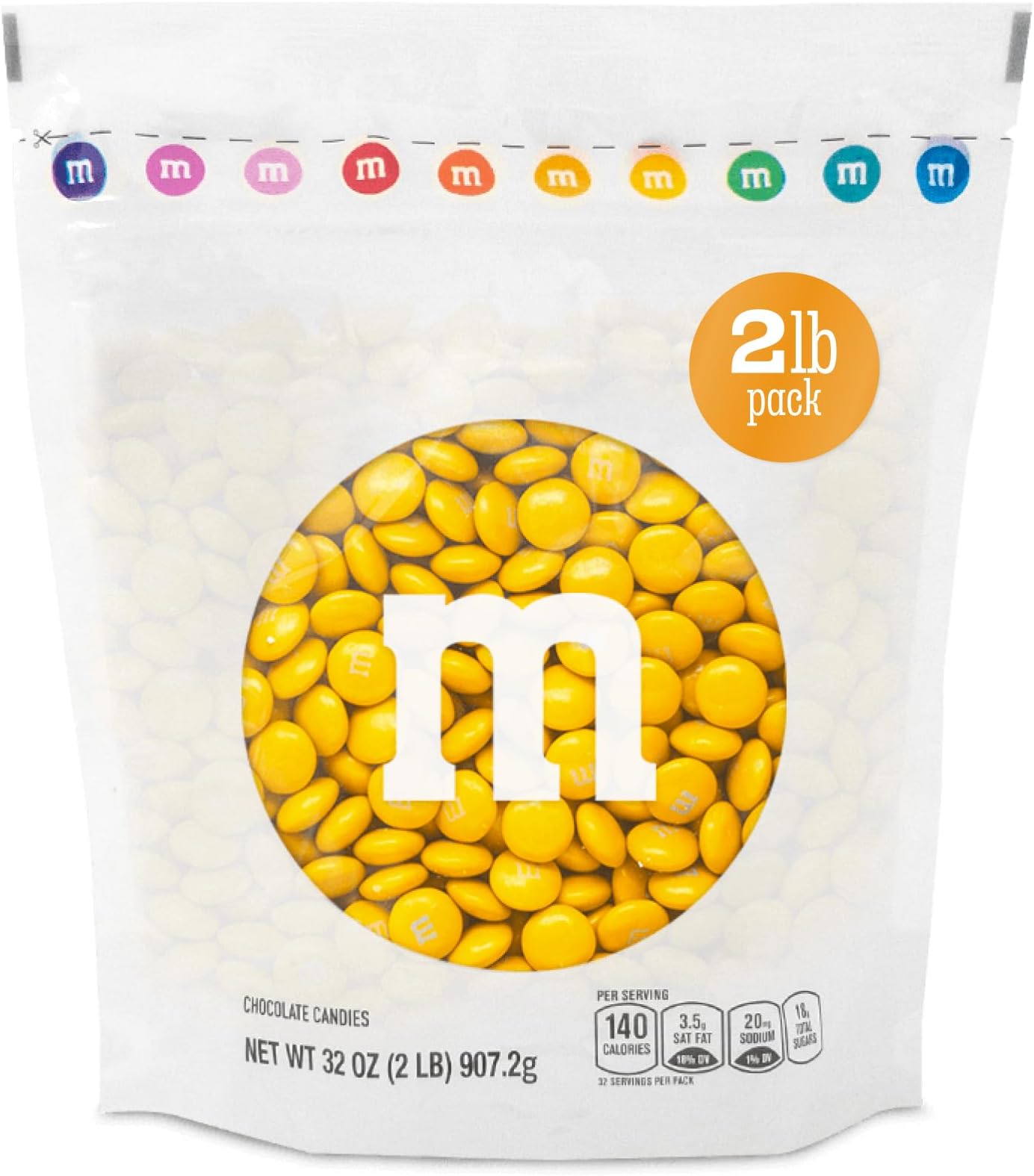MyM&M’s MM'S Milk Chocolate Candy Single Color 2Pound Bulk Bag Pack of, Gold, 32 Ounce