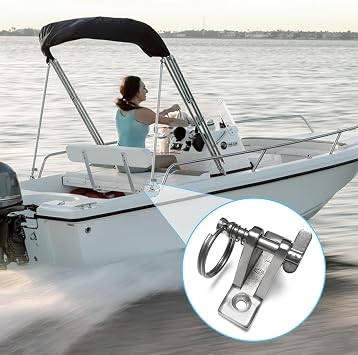 4 Pack Bimini Top Deck Hinge Hardware,with Pin and Ring,316 Stainless Steel, Installation 12 Screws,Fit 0.32 THK Eye