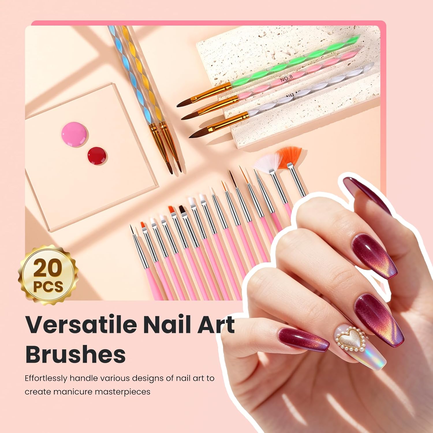 Nail Kit for Beginners with Everything: Acrylic Nail Set Professional Drill Powder Liquid Starter Kits with U V Lamp in Cosmetic Gift Bag for Women Salon Home(Pink)