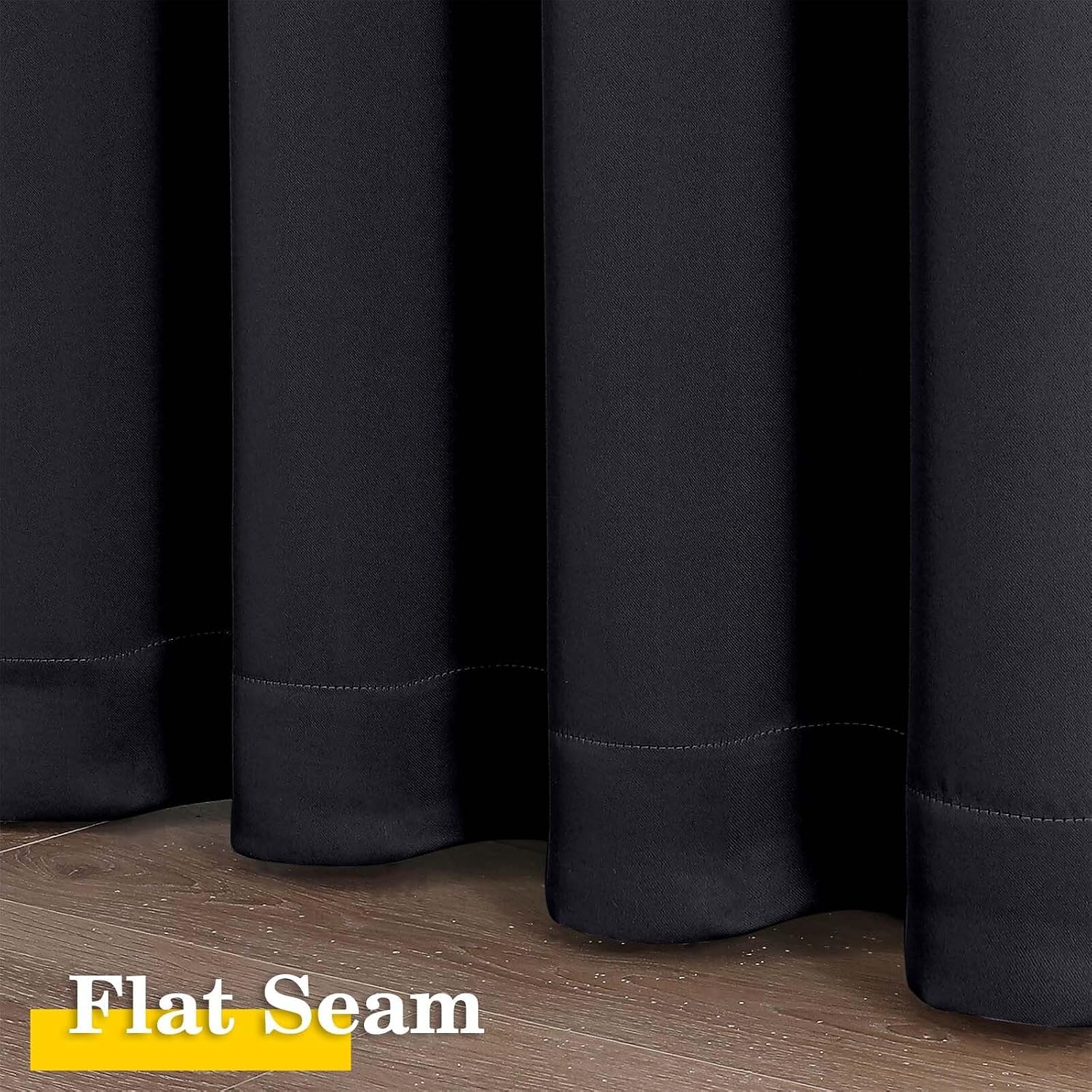 Black Blackout Curtains for Bedroom Living Room 63 Inch Length 2 Panels Set, Soft Solid Room Darkening Thermal Insulated Window Treatments, Rod Pocket Dining Room Curtains, Black, 40"Wx63"L