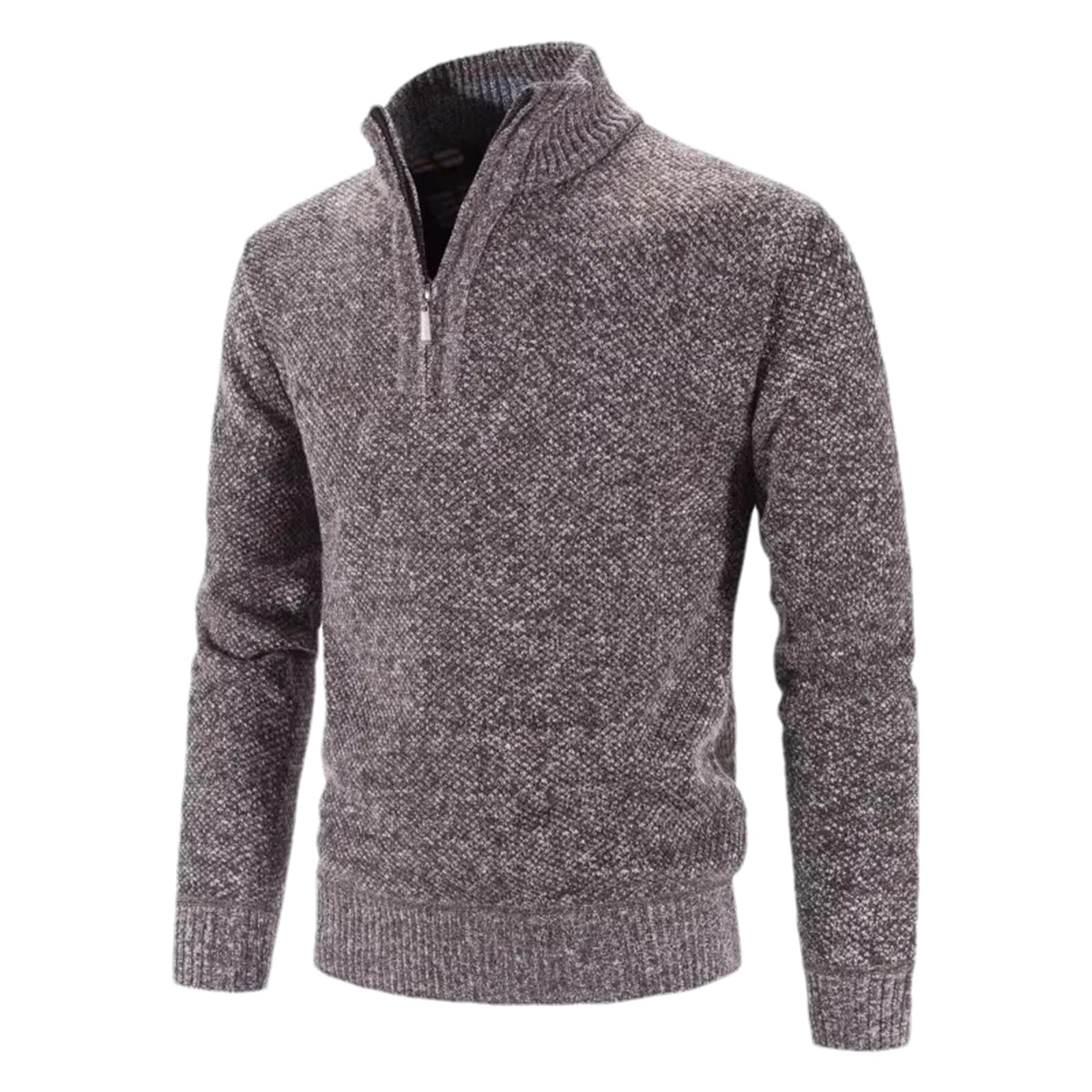 Autunno e Inverno Addensato Maglione Lavorato A Maglia Pullover Tinta Unita Cerniera Collo Alto Slim Casual Maglione per Gli Uomini