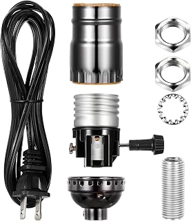 Honoson Lamp Kit for Repair Light Replacement Bulb Lamps with 3 Way Socket Light Repair Kit Rewire Finish Chandelier Wiring Parts for Antique DIY Steel Lantern Design Making Switch(Black)
