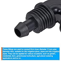 Vista 5 de MECCANIXITY Codo de riego por goteo, accesorio de púas de 0.315 in/0.433 in para jardín, cinta de goteo, sistema de rociadores, color negro, paquete