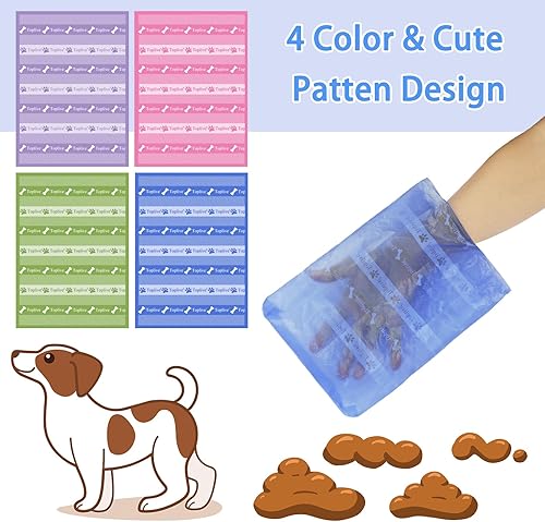 Miniatura 4 de Toplive Bolsas de excremento de perro, bolsas de basura para mascotas, extra gruesas, fuertes, a prueba de fugas, 8 rollos (120 bolsas), colores