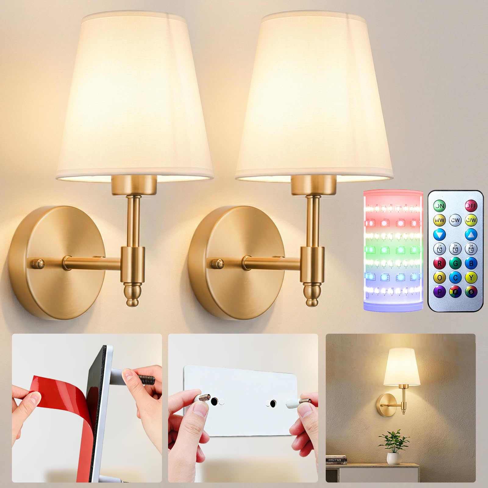 Nekhung Battery Operated Wall Sconces Set of Two