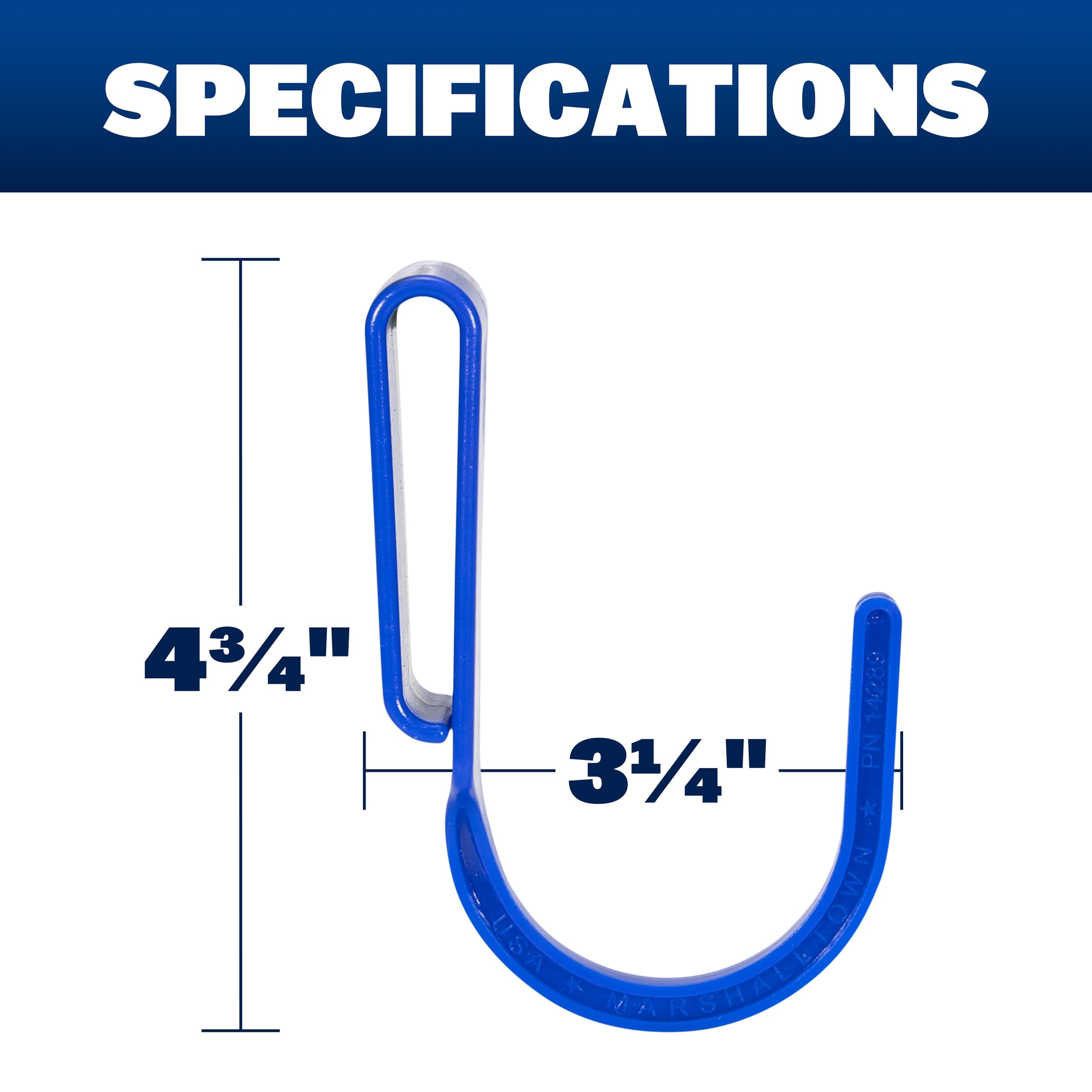 Gancio per utensili Marshalltown, gancio per fissare gli utensili alla cintura in plastica, blu