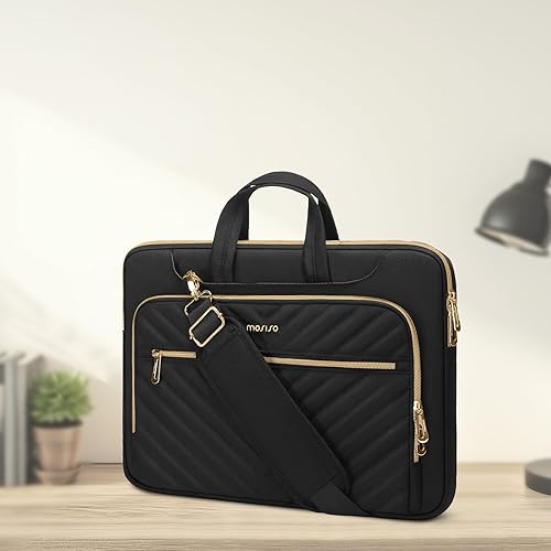 Miniatura 8 de MOSISO 360 - Bolsa de hombro protectora para laptop, bolsa de computadora de 15-15.6 pulgadas compatible con MacBook Pro 16, HP, Dell, Asus