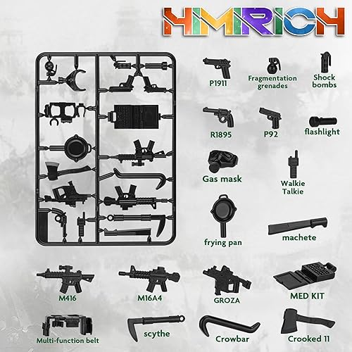 Miniatura 3 de Paquete de 38 armas militares de la Segunda Guerra Mundial, accesorios de armas estilo soldado, juegos de armas del ejército, juguetes compatibles