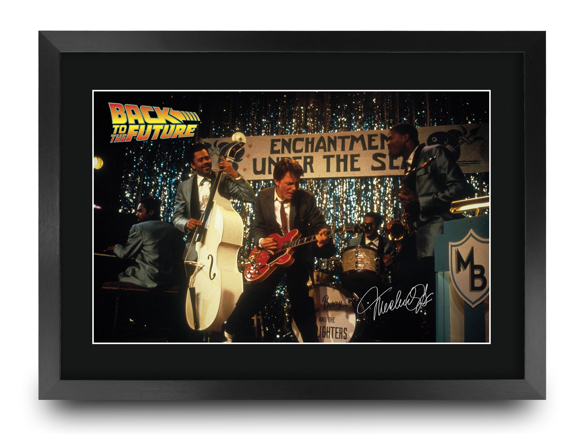 HWC Trading Back to the Future 1 Scene 2 Gifts Printed Signed Autograph Picture for Movie Memorabilia Fans - A3 Framed
