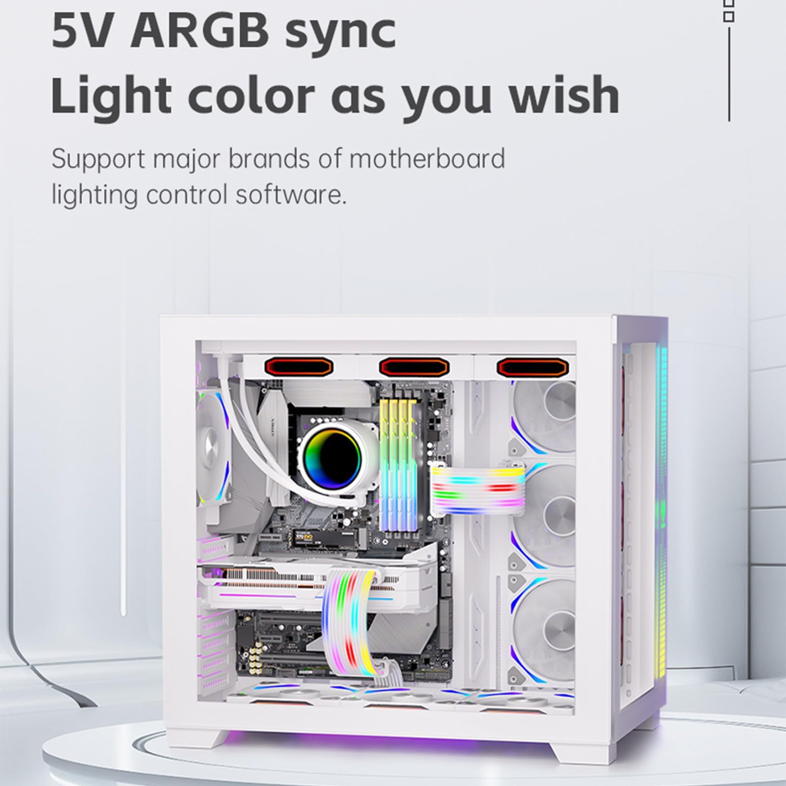 Silicone ARGB 24Pin GPU Cavo di Alimentazione Controllo Illuminazione Strisce di Luce ARGB Configurazioni facili Estensione di potenza CPU resistente ad alta temperatura