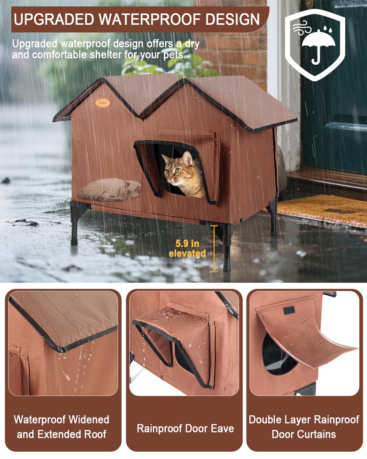 Cat House (marrone-non riscaldato, grande)