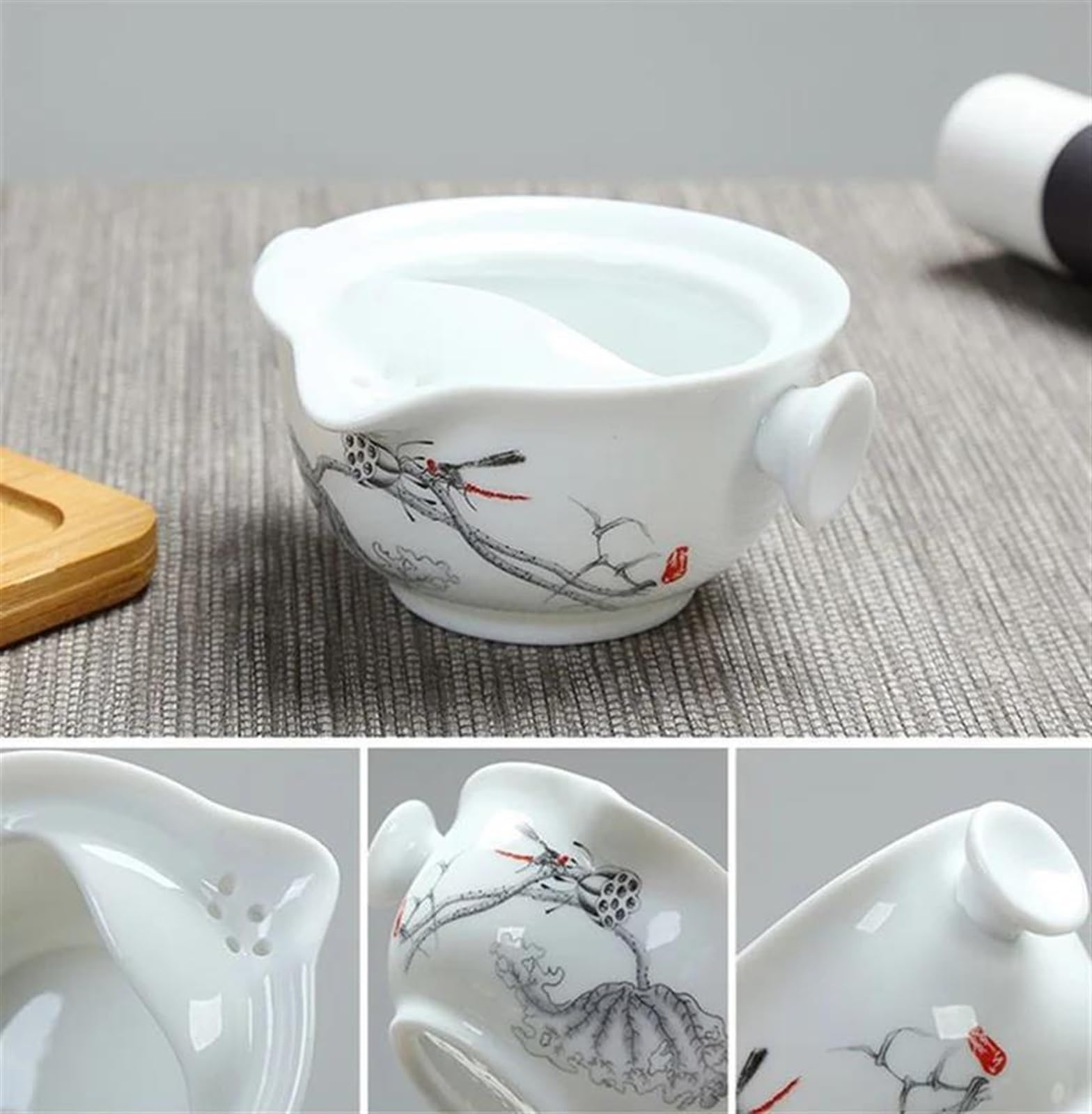 Zestaw do popołudniowej herbaty, 1 filiżanka, przenośny ceramiczny zestaw do herbaty Kung Fu, elegancki, piękny i łatwy w użyciu, zestaw do parzenia kawy i herbaty (A)