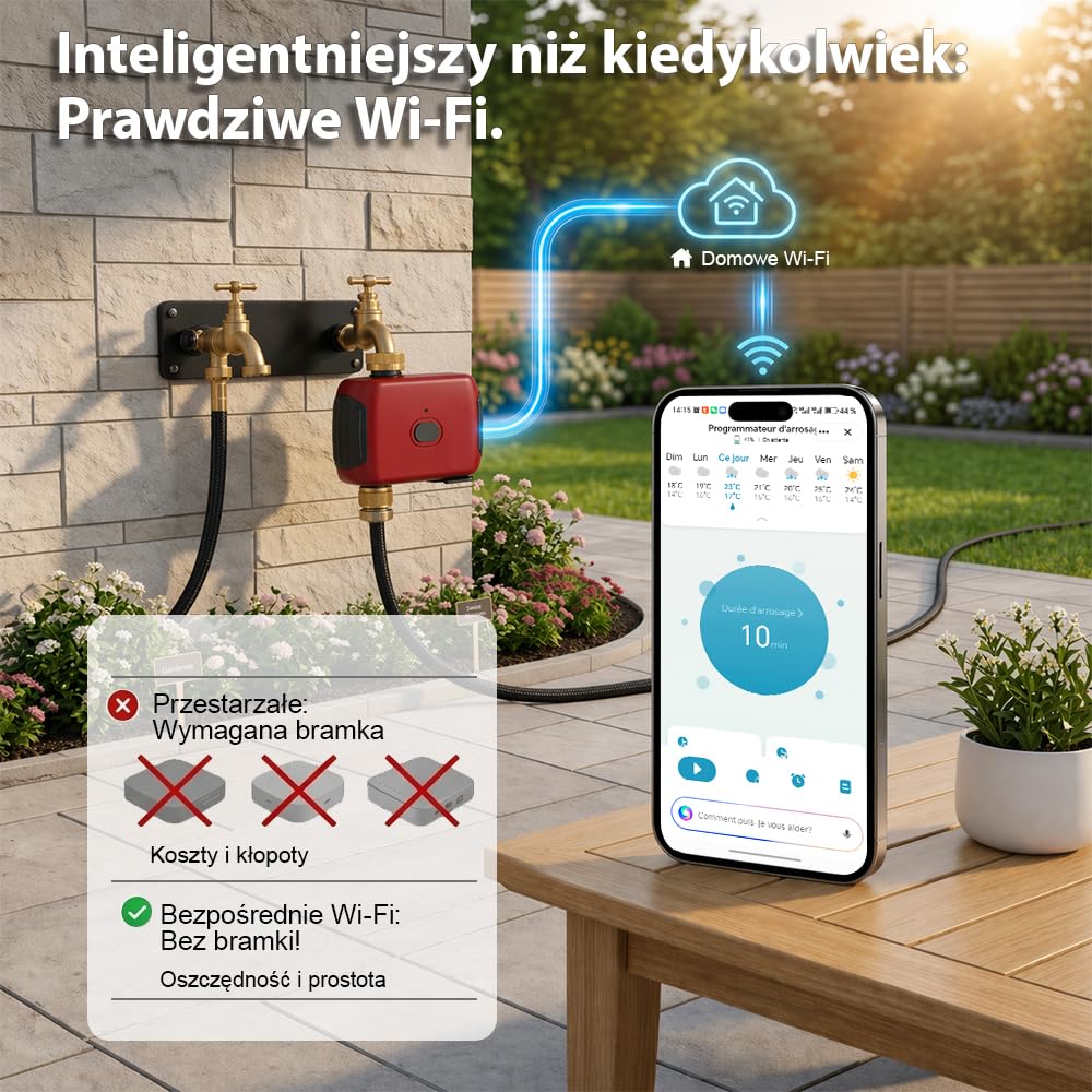 GIEX Timer nawadniania WiFi, inteligentny programator wody do kranu ogrodowego, kompatybilny z Alexa i Google Assistant, działa z aplikacją Tuya Smart Life, automatyczny system podlewania