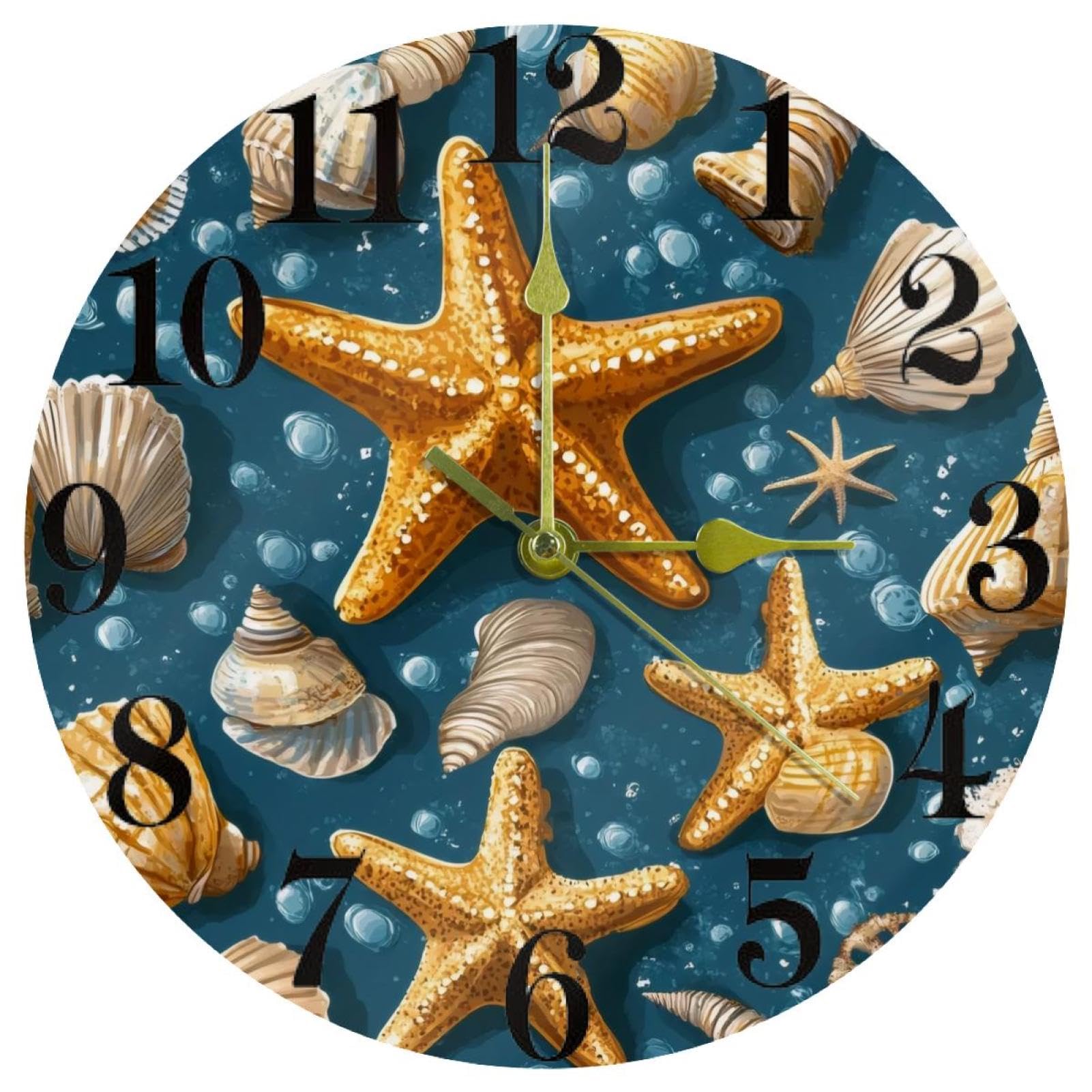 Horloge murale ronde motif océan pour cuisine et salon ambiance bord de mer