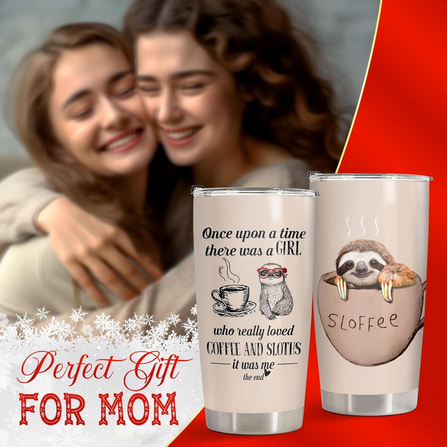 34HD Cute Sloth Tumbler 20oz with Lid, Just A Girl Who Loves Sloths Stainless Steel Insulated Travel Coffee Mug, Animal Gifts on Mother's Day - Birthday Present to Her, Women & Mom - Image 5